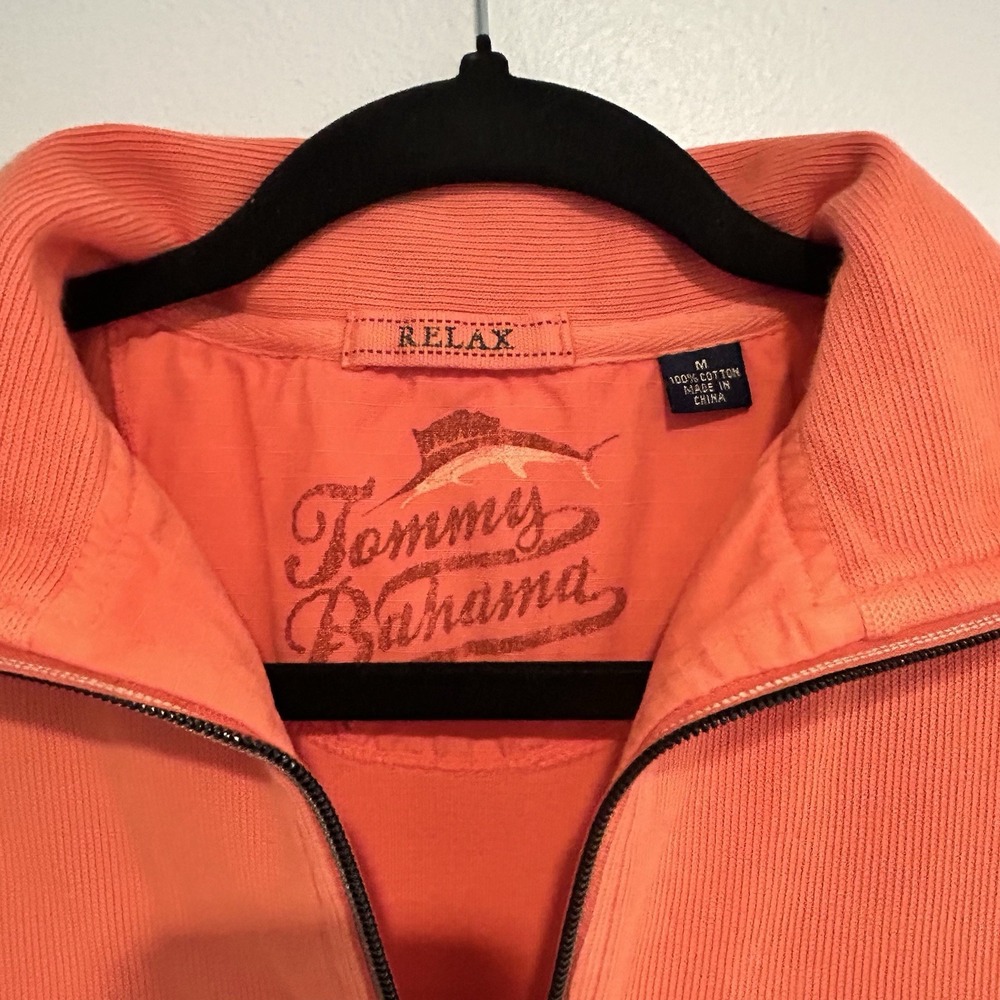 Tommy Bahama Relax Pullover Classic Preppy Mens Medium 1/4 Zip Orange - Picture 4 of 10